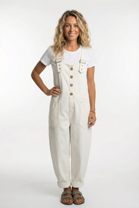Noelia | Verstellbarer Denim Latzoverall – Weiß