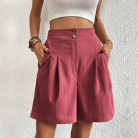 Sommer-Shorts für Damen - Knielange kurze Hosen mit Gummiband – Rosa