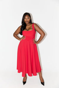 Amelia | Zeitloses, fließendes Midikleid – Rot