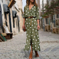 Hagar | Modisches Kleid für Damen mit Tupfen – Oliv