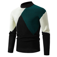 Moderner Colorblock-Strickpullover für Männer – Schwarz / Grün
