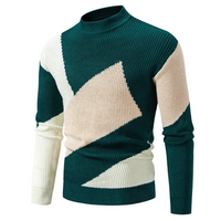 Moderner Colorblock-Strickpullover für Männer – Beige / Grün