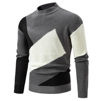 Moderner Colorblock-Strickpullover für Männer – Grau / Weiß