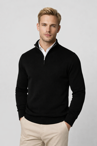 Oliver | Herren Halbzip Strickpullover – Schwarz