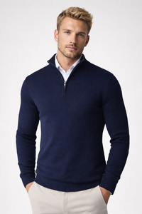 Oliver | Herren Halbzip Strickpullover – Blau