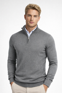 Oliver | Herren Halbzip Strickpullover – Grau