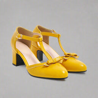 Carina | Orthopädische Vintage-Heels mit Schleife – Gelb