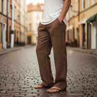 Orsino | Herren Weite Schlupfhose mit Kordelzug – Braun