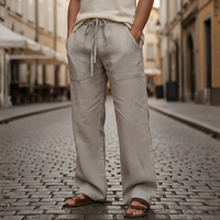 Orsino | Herren Weite Schlupfhose mit Kordelzug – Hellgrau