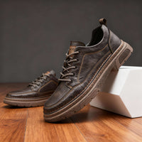 Oswin | Herren Casual Schnür-Halbschuhe – Dunkelbraun