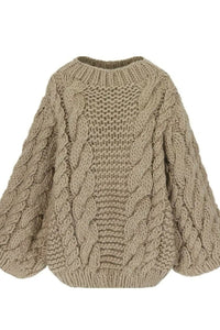 ELISE – Oversize Zopf‑Strickpullover für Damen – Beige
