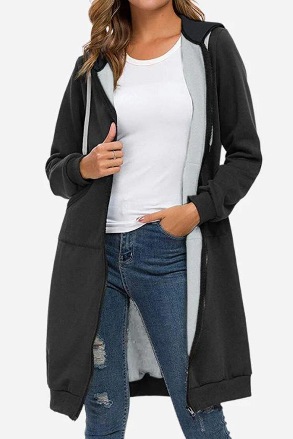 Vyralie | Übergroßes Sweatshirt mit langer Kapuze und Reißverschluss