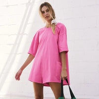 Anna - Übergroßer T-Shirt-Overall – Rosa