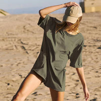 Anna - Übergroßer T-Shirt-Overall – Grün