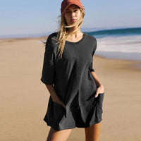 Anna - Übergroßer T-Shirt-Overall – Schwarz
