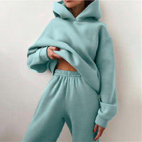 NAA-KD Sommer-Trainingsanzug | Leichter Damen-Kapuzenpulli mit luftiger Jogginghose – Minzblau