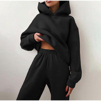 NAA-KD Sommer-Trainingsanzug | Leichter Damen-Kapuzenpulli mit luftiger Jogginghose – Schwarz