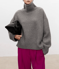 Lea | Stilvoller Pullover Damen mit Rollkragen – Grau