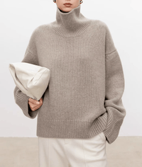 Lea | Stilvoller Pullover Damen mit Rollkragen – Camel