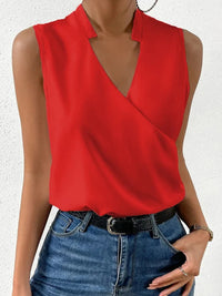 Paloma | Damen Ärmellose V-Ausschnitt Bluse Floral – Rot