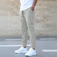 Karlo | Herren Karo-Jogger Slim Fit Freizeithose Sommer – Khaki