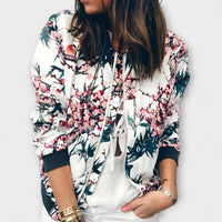 Emma | Elegante Bomberjacke für Damen mit Blumen – Weiß