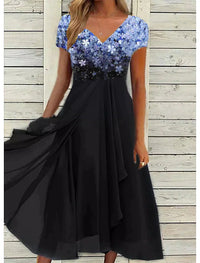 Sommerkleid für Damen - Elegantes luftiges Midikleid mit Druck – Blau