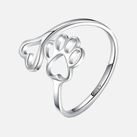 NIVI – Eleganter verstellbarer Pfoten-Herz-Ring aus handgefertigtem 925er Sterlingsilber – Silbernes Herz