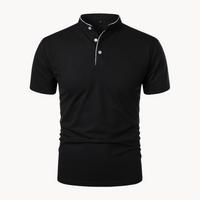 Percival | Herren Poloshirt mit Stehkragen Kurzarm – Schwarz