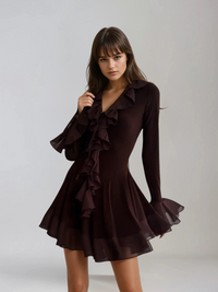 PERLA  | Sommerkleid mit V-Ausschnitt – Braun