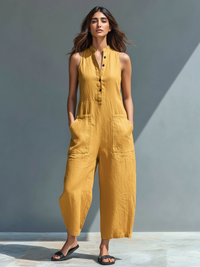 Persephone | Damen Ärmelloser Jumpsuit – Gelb