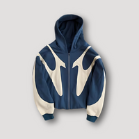 Peter | Herren Trendiger Flammen Zip Hoodie – Blau