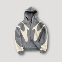 Peter | Herren Trendiger Flammen Zip Hoodie – Grau