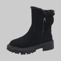 Petra | Damen Wildleder Reißverschluss Schneestiefel – Schwarz