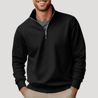 Philipp | Herren Klassischer Viertelzip Pullover – Schwarz