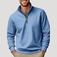 Philipp | Herren Klassischer Viertelzip Pullover – Blau