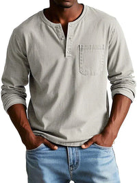 Philipp | Herren Langarm Henleyshirt lässig – Beige