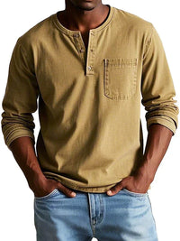 Philipp | Herren Langarm Henleyshirt lässig – Khaki