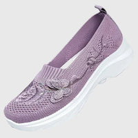 Philippa | Damen Bestickte Schmetterling Slip-On Loafer – Lila