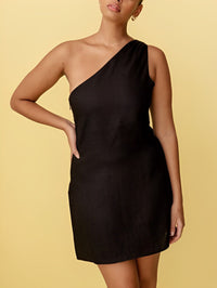 Elliana - Elegantes und stilvolles One-Shoulder-Kleid für Frauen – Schwarz