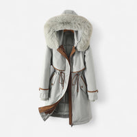 Winter Stepp Jacke für Damen im Parka-Stil mit Kapuze – Grau