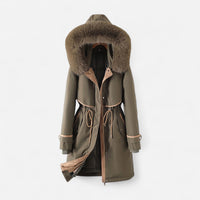 Winter Stepp Jacke für Damen im Parka-Stil mit Kapuze – Grün