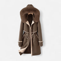 Winter Stepp Jacke für Damen im Parka-Stil mit Kapuze – Braun