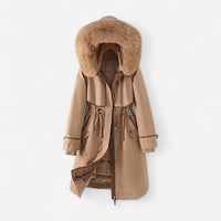 Winter Stepp Jacke für Damen im Parka-Stil mit Kapuze – Taupe