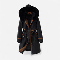 Winter Stepp Jacke für Damen im Parka-Stil mit Kapuze – Schwarz
