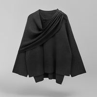Damen Cape Winterjacke | Knopfverschluss und weiter Schnitt – Dunkelgrau