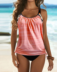 Augustus - Figurschmeichelndes unifarbiges Tankini mit Leopardenmuster – Rosa