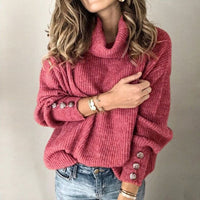 DAME FREIZEIT-MOCK-NECK-PULLOVER | MODERN, BEQUEM, VIELSEITIG – Rot