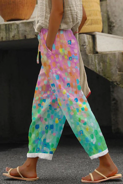 Heidi-Mode | Casual Unique Printed Button Pocket Pants