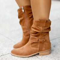 Stiefelette Damen Elegant Komfort | Wildleder Look Niedriger Absatz – Braun